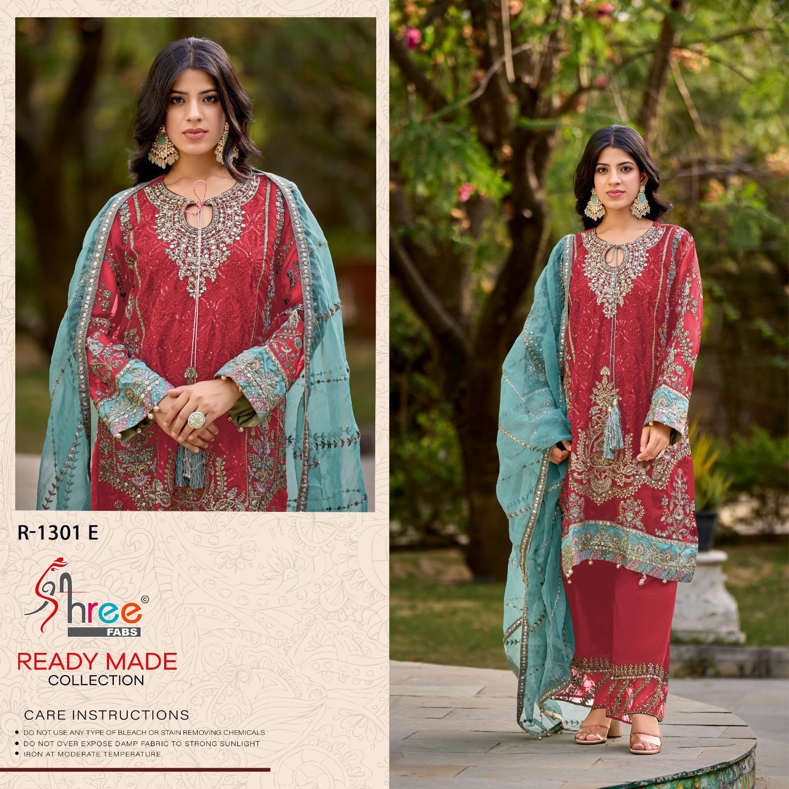 R 1301 Efgh Shree Fabs Organza Pakistani Readymade Suits Exporter Ahmedabad
