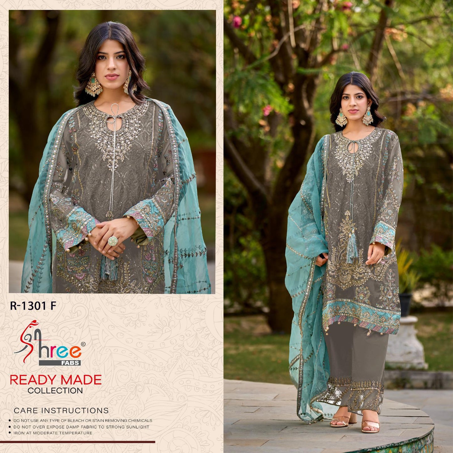 R 1301 Efgh Shree Fabs Organza Pakistani Readymade Suits Exporter Ahmedabad