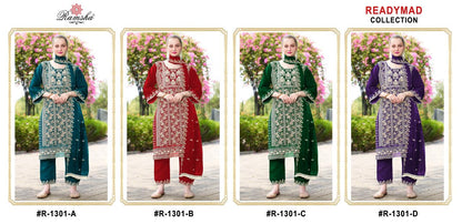 R 1301 Ramsha Pakistani Readymade Suits Manufacturer Ahmedabad