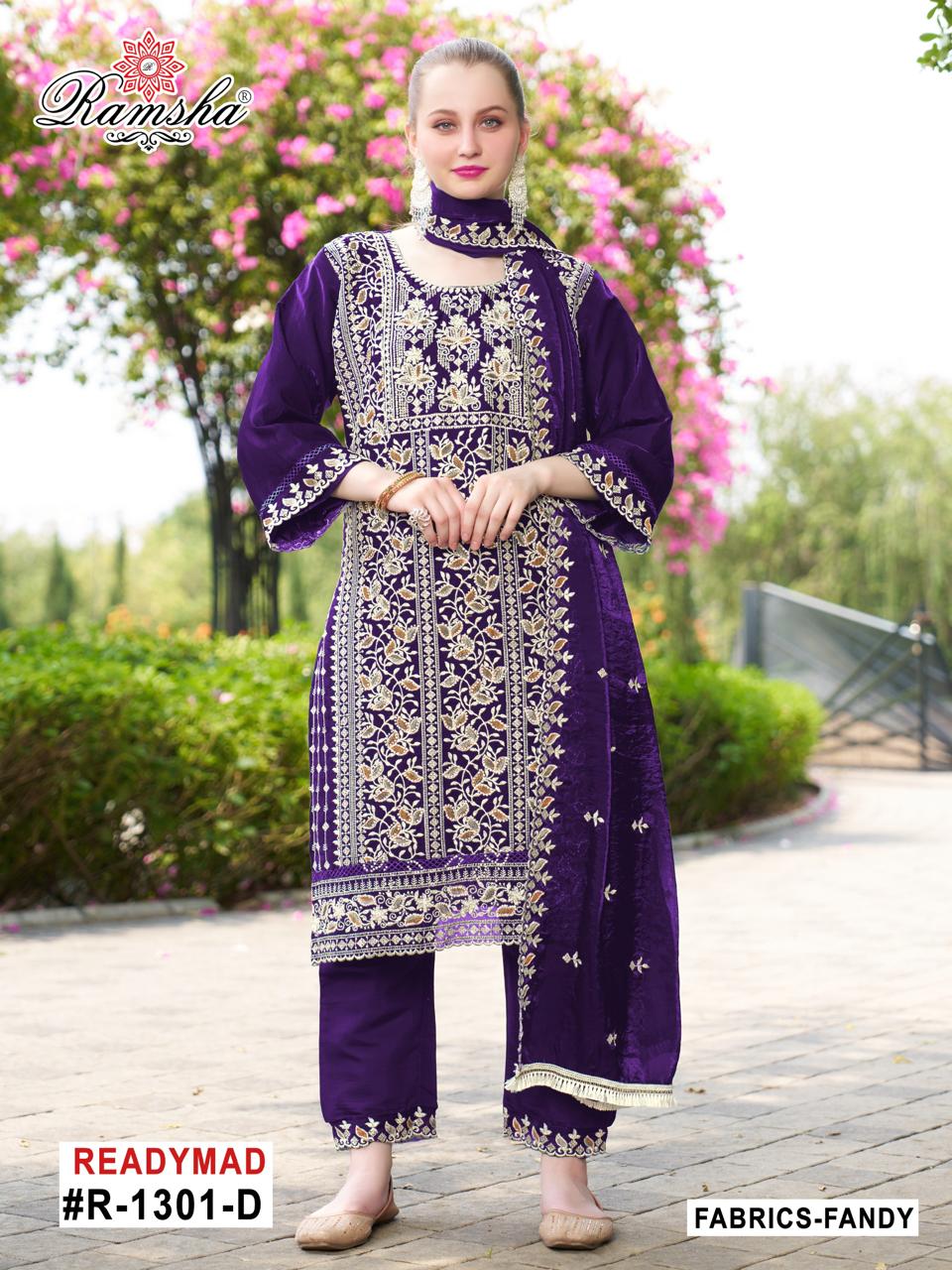R 1301 Ramsha Pakistani Readymade Suits Manufacturer Ahmedabad