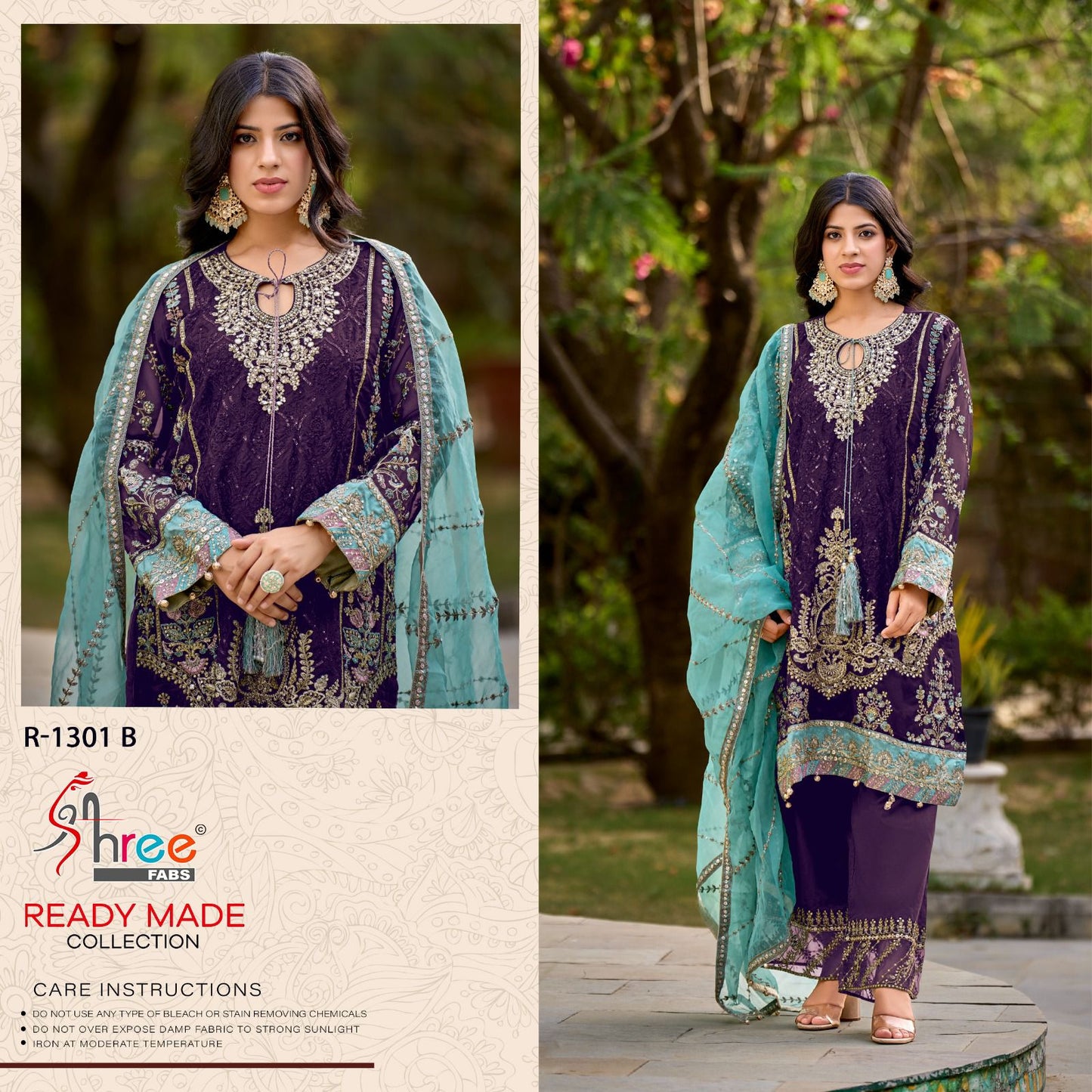 R 1301 Shree Fabs Organza Pakistani Readymade Suits Supplier India