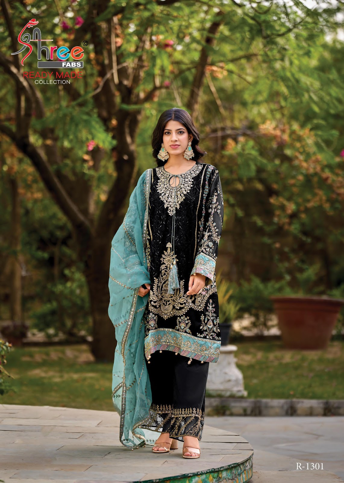 R 1301 Shree Fabs Organza Pakistani Readymade Suits Supplier India