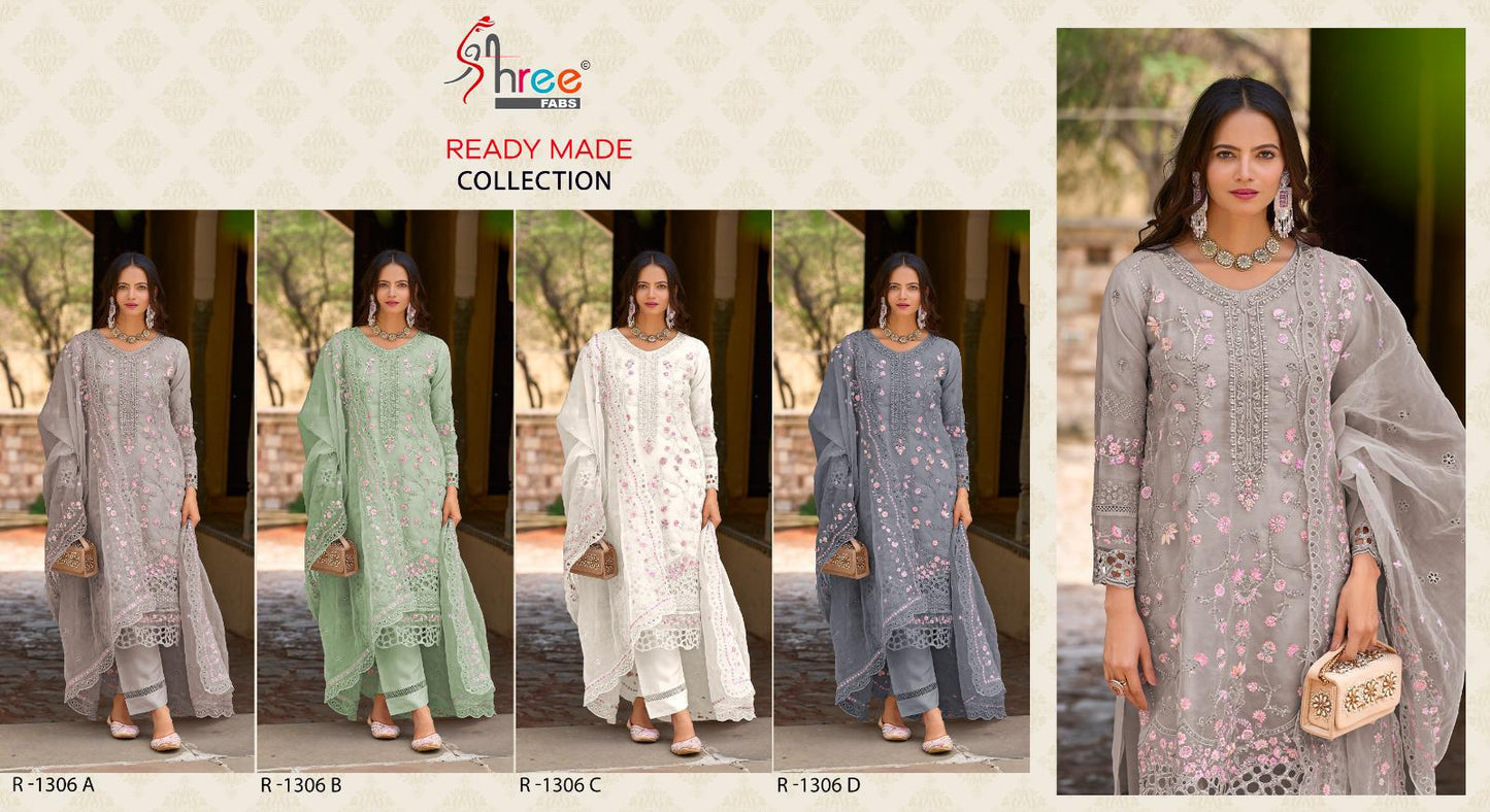 R 1306 Shree Fabs Organza Pakistani Readymade Suits Manufacturer