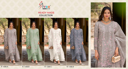R 1306 Shree Fabs Organza Pakistani Readymade Suits Manufacturer