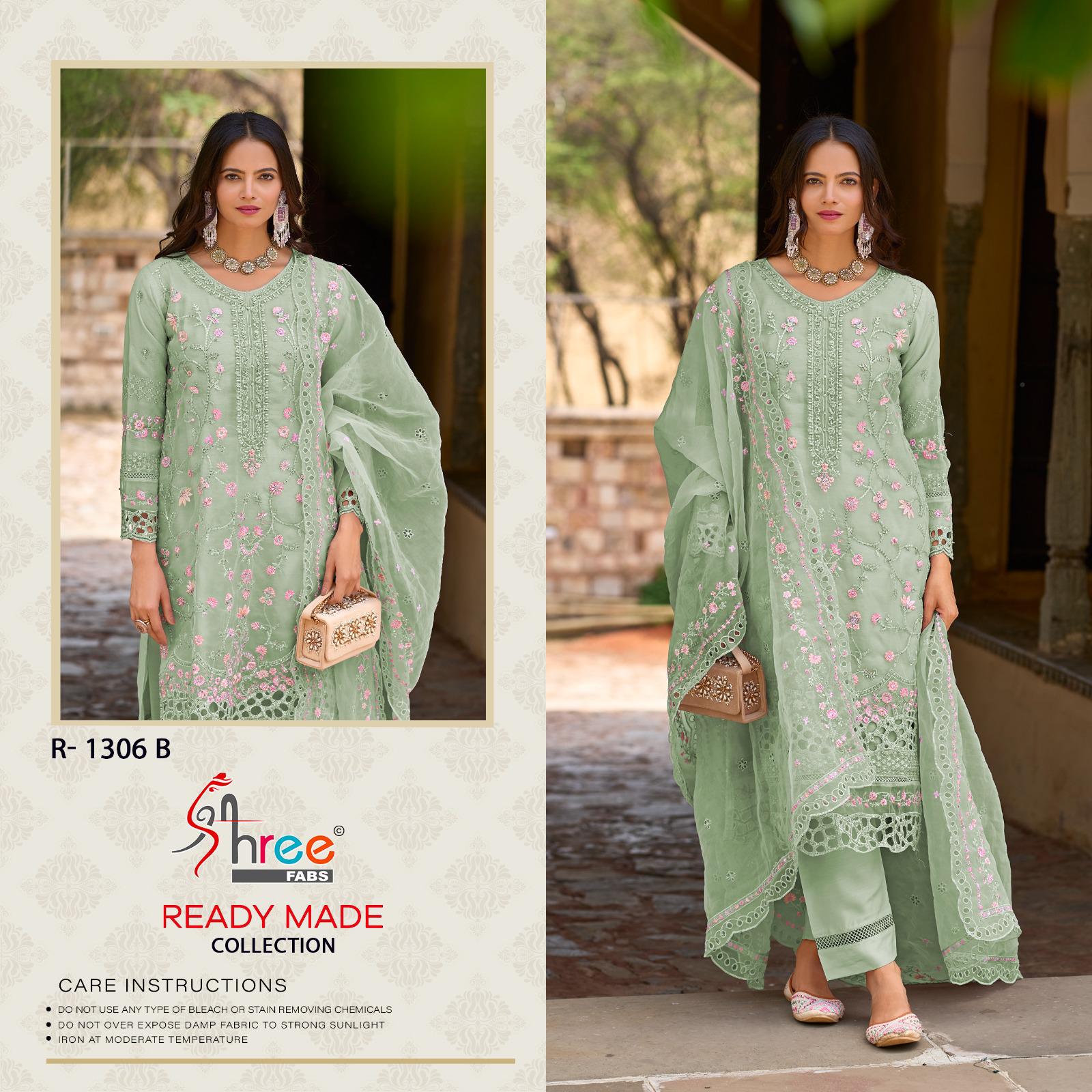 R 1306 Shree Fabs Organza Pakistani Readymade Suits Manufacturer
