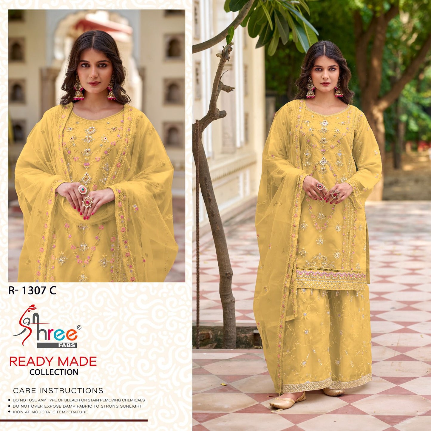 R 1307 Abcd Shree Fabs Organza Pakistani Readymade Suits Wholesale Price