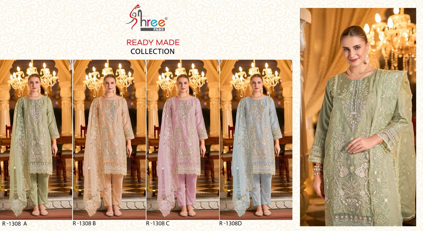 R 1308 Abcd Shree Fabs Organza Pakistani Readymade Suits Exporter India