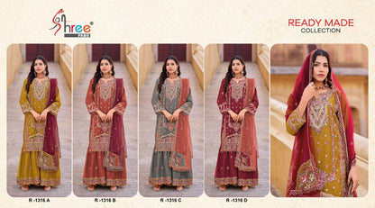 R 1316 Shree Fabs Organza Pakistani Readymade Suits Wholesaler Ahmedabad