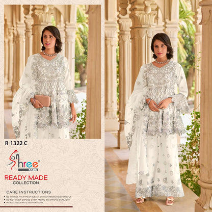 R 1322 Shree Fabs Organza Pakistani Readymade Suits Wholesale Rate