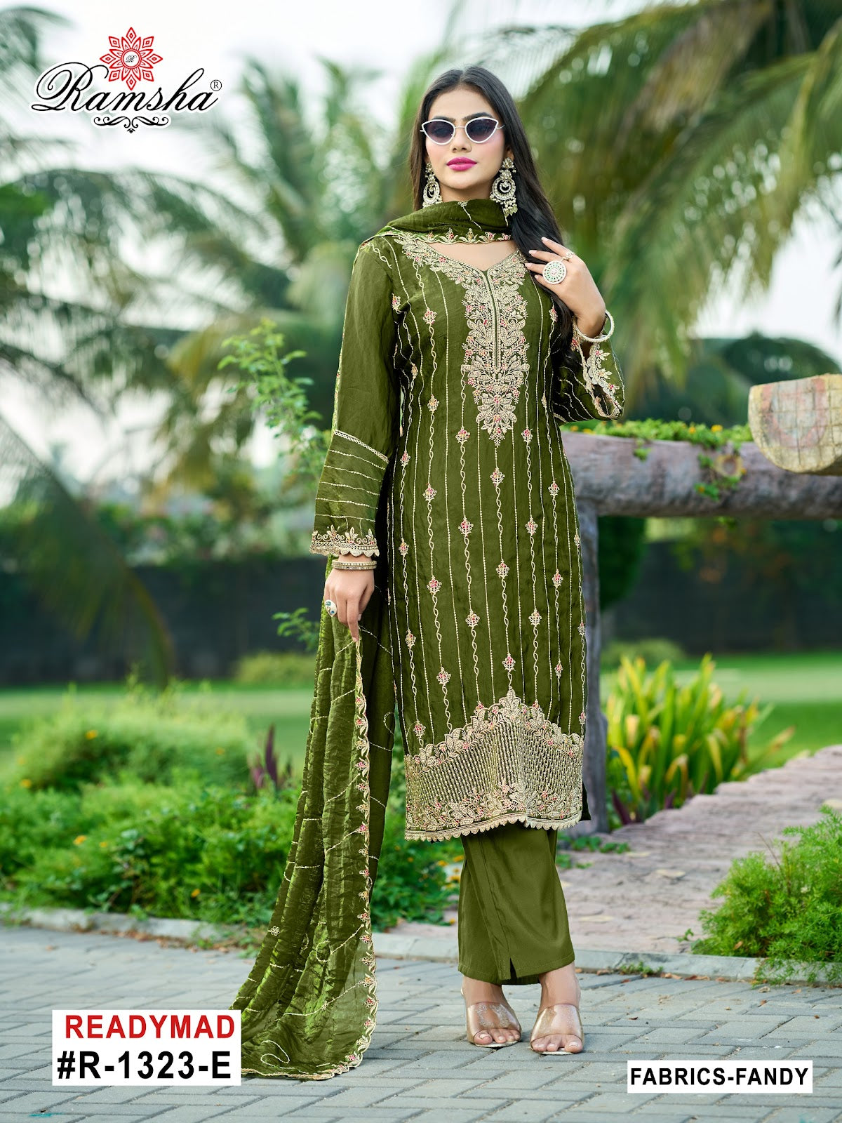 R 1323 Efgh Ramsha Pakistani Readymade Suits Wholesale Rate