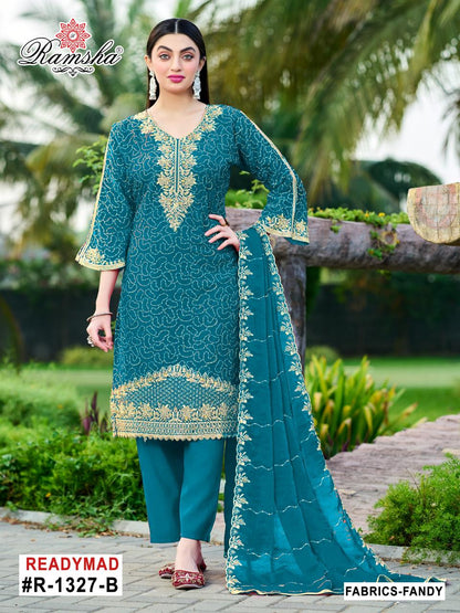 R 1327 Ramsha Pakistani Readymade Suits Wholesaler Ahmedabad