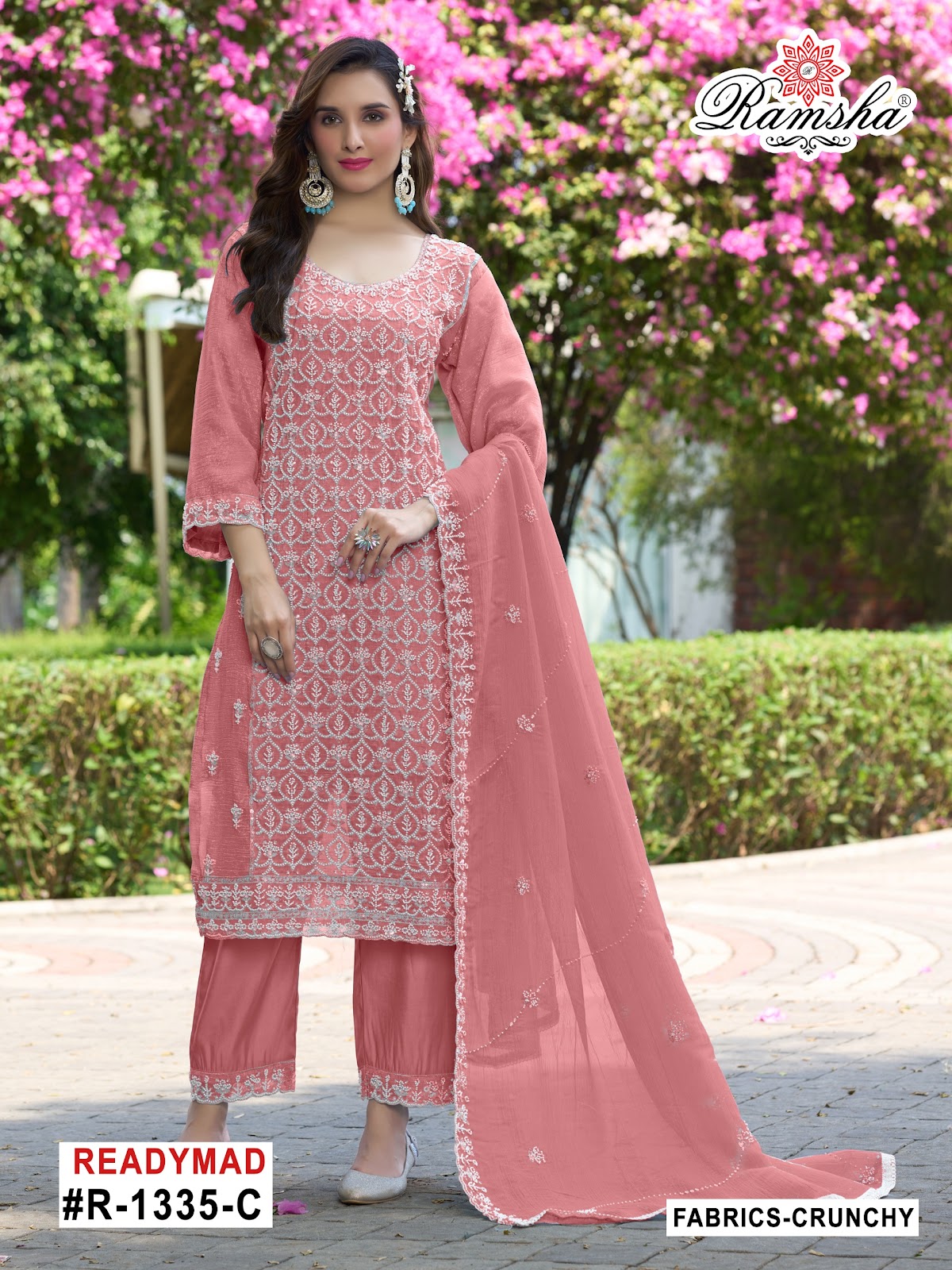 R 1335 Ramsha Crunchy Pakistani Readymade Suits Manufacturer India