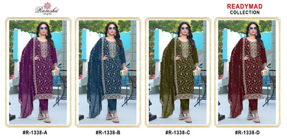 R 1338 Ramsha Crunchy Pakistani Readymade Suits Supplier Ahmedabad