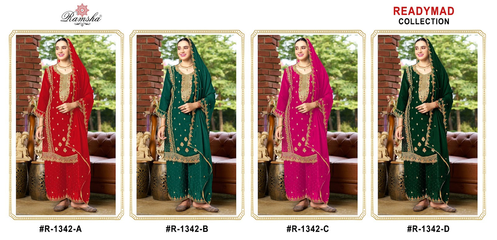 R 1342 Ramsha Pakistani Readymade Suits Exporter India