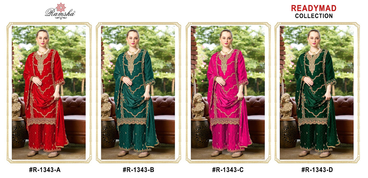 R 1343 Ramsha Pakistani Readymade Suits Supplier India