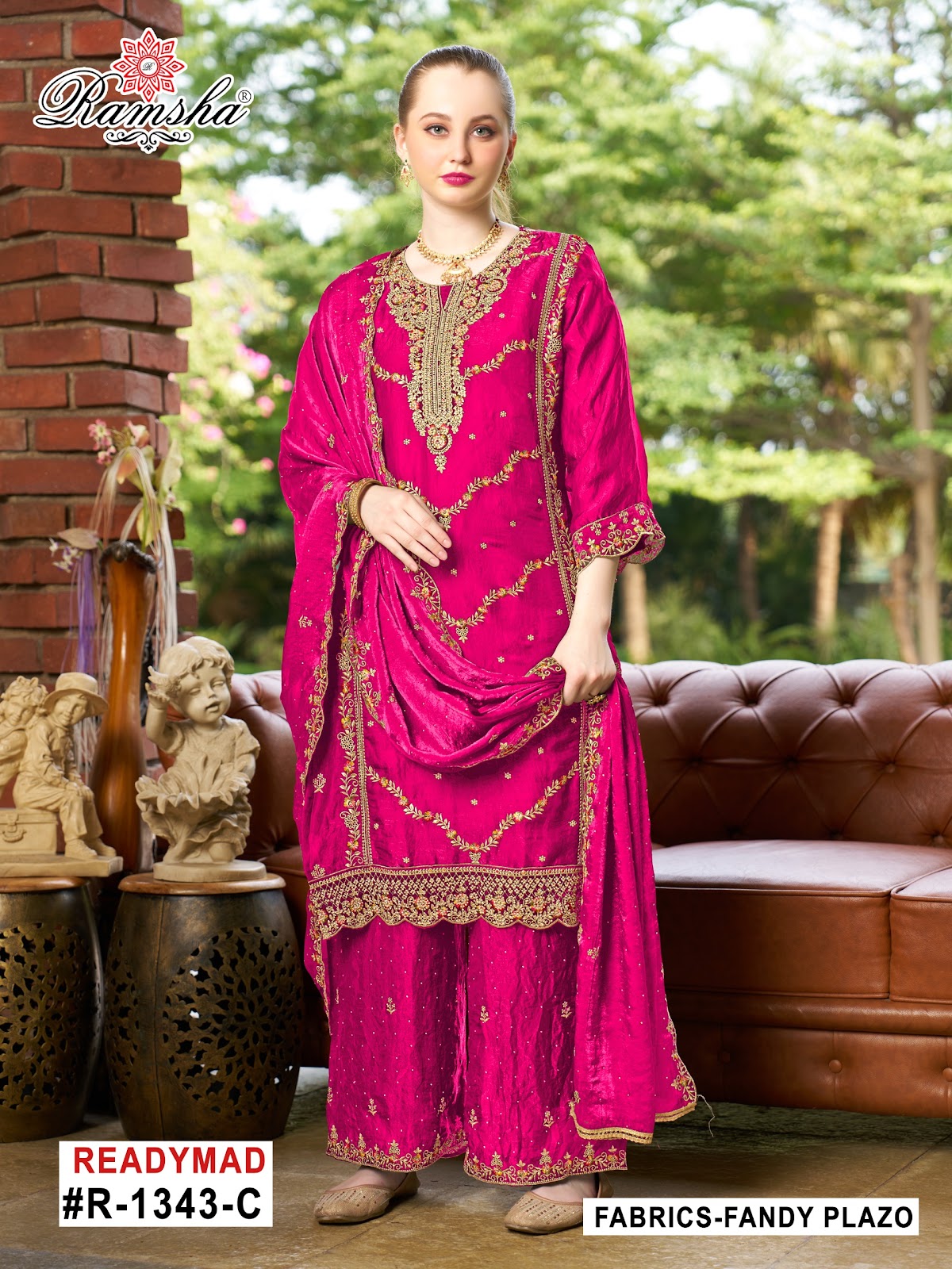 R 1343 Ramsha Pakistani Readymade Suits Supplier India