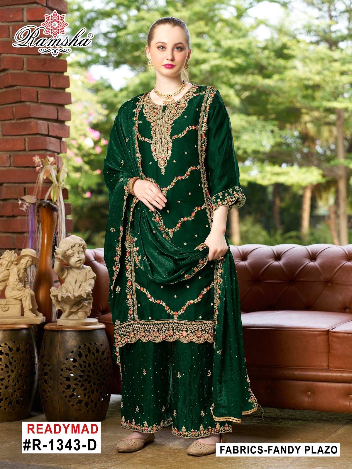 R 1343 Ramsha Pakistani Readymade Suits Supplier India