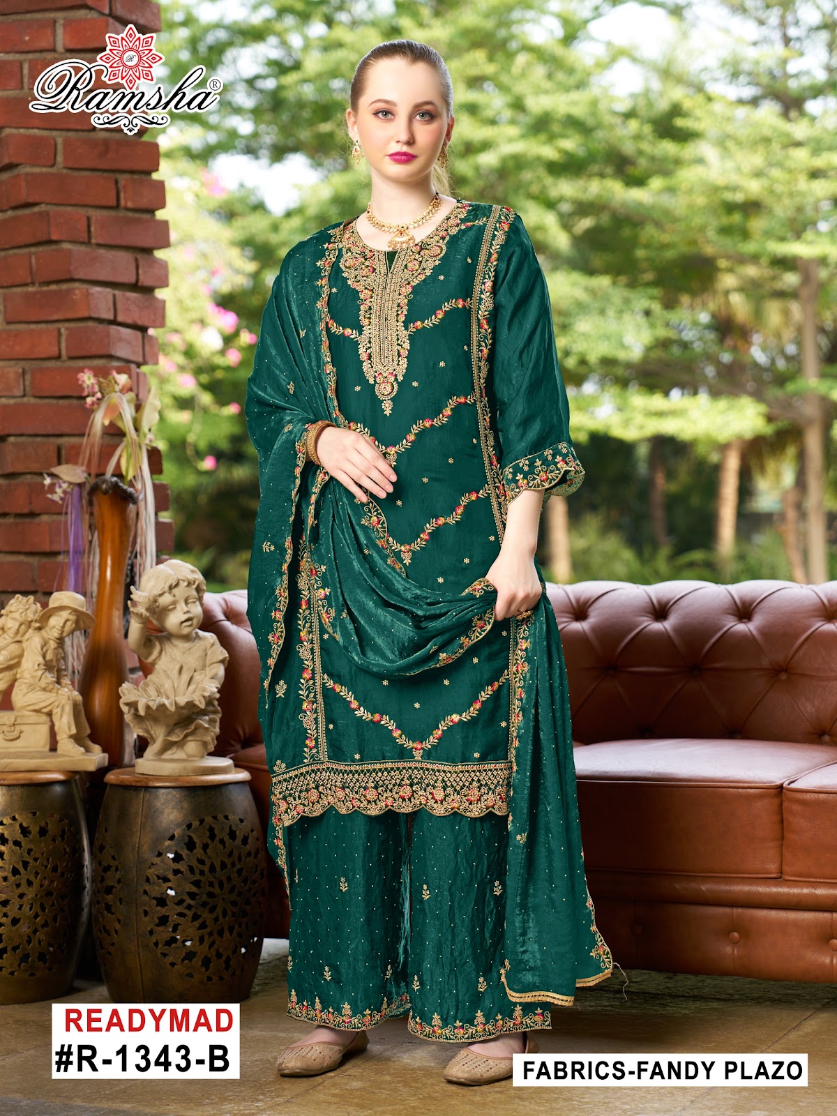 R 1343 Ramsha Pakistani Readymade Suits Supplier India