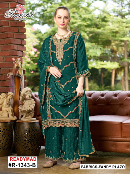 R 1343 Ramsha Pakistani Readymade Suits Supplier India