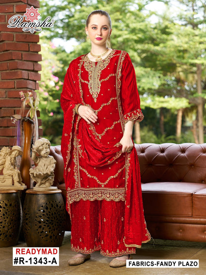 R 1343 Ramsha Pakistani Readymade Suits Supplier India