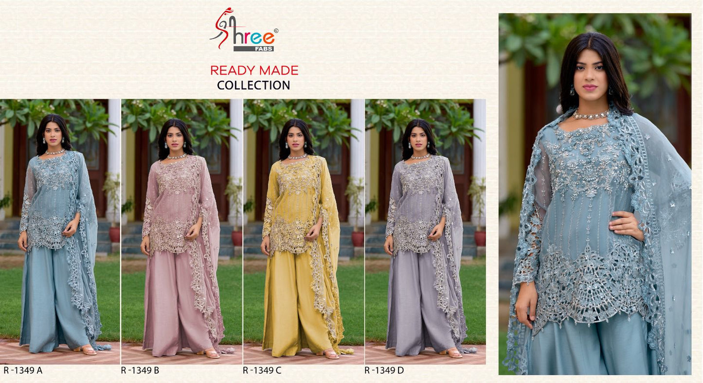 R 1349 Shree Fabs Organza Pakistani Readymade Suits Exporter Gujarat