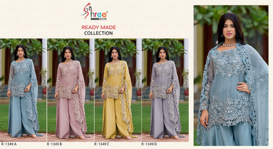 R 1349 Shree Fabs Organza Pakistani Readymade Suits Exporter Gujarat