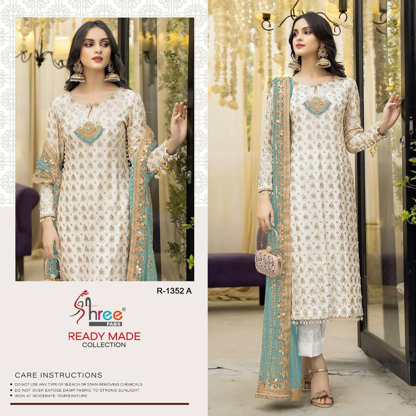 R 1352 Shree Fabs Fox Georgette Pakistani Readymade Suits Wholesaler