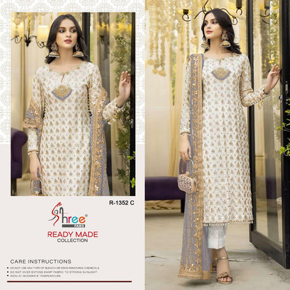 R 1352 Shree Fabs Fox Georgette Pakistani Readymade Suits Wholesaler