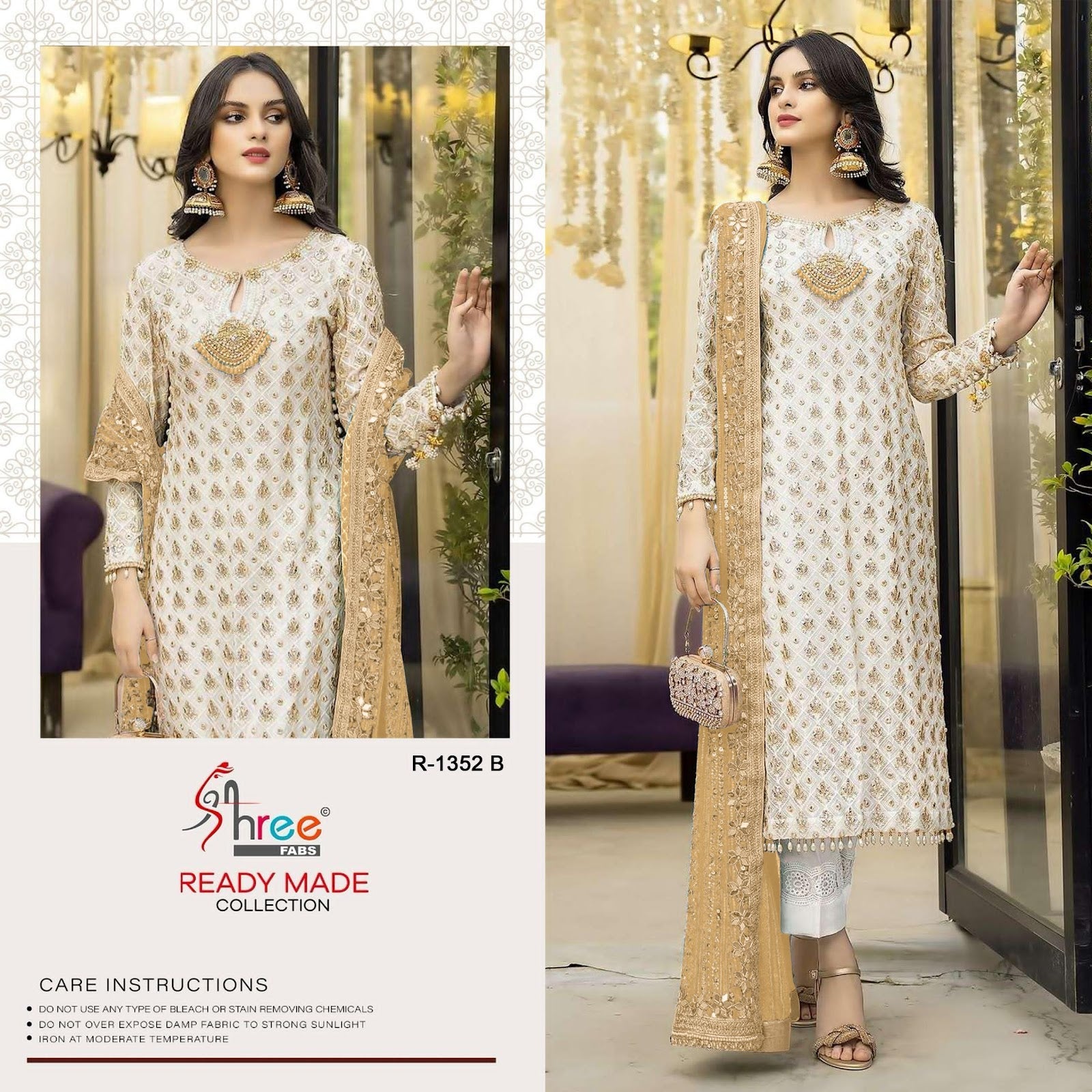 R 1352 Shree Fabs Fox Georgette Pakistani Readymade Suits Wholesaler