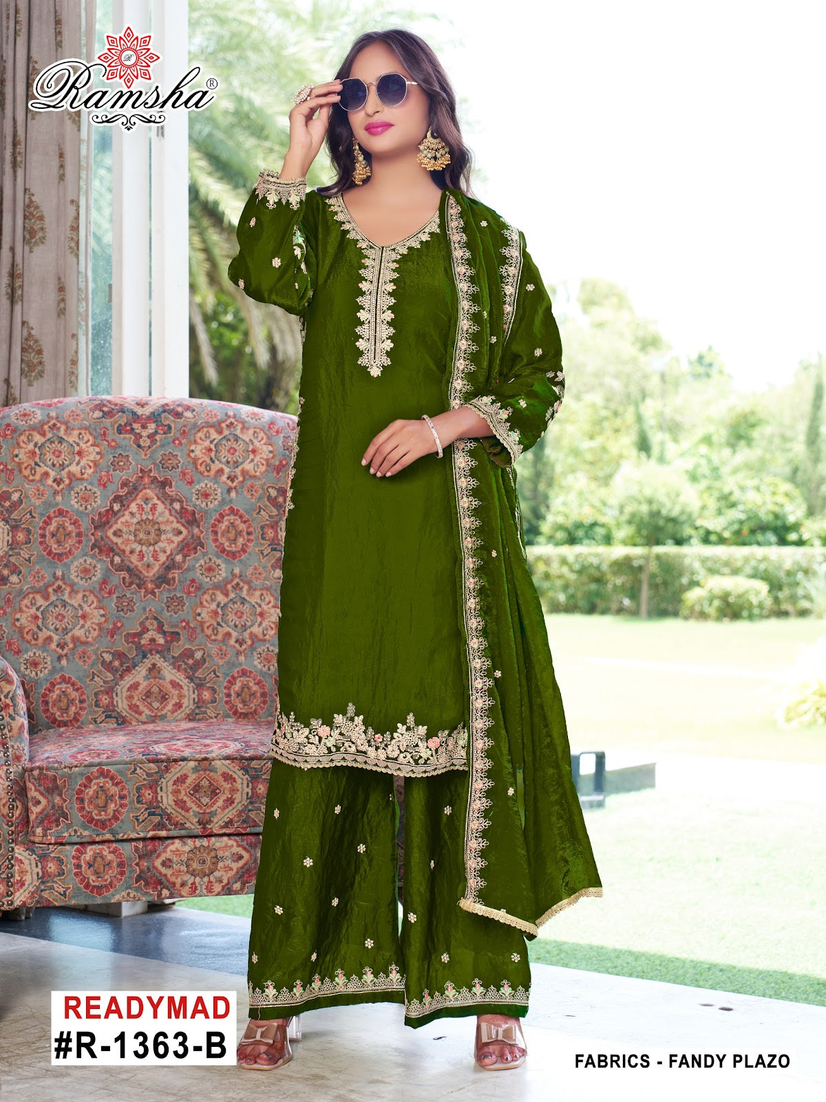 R 1363 Ramsha Pakistani Readymade Suits Supplier India
