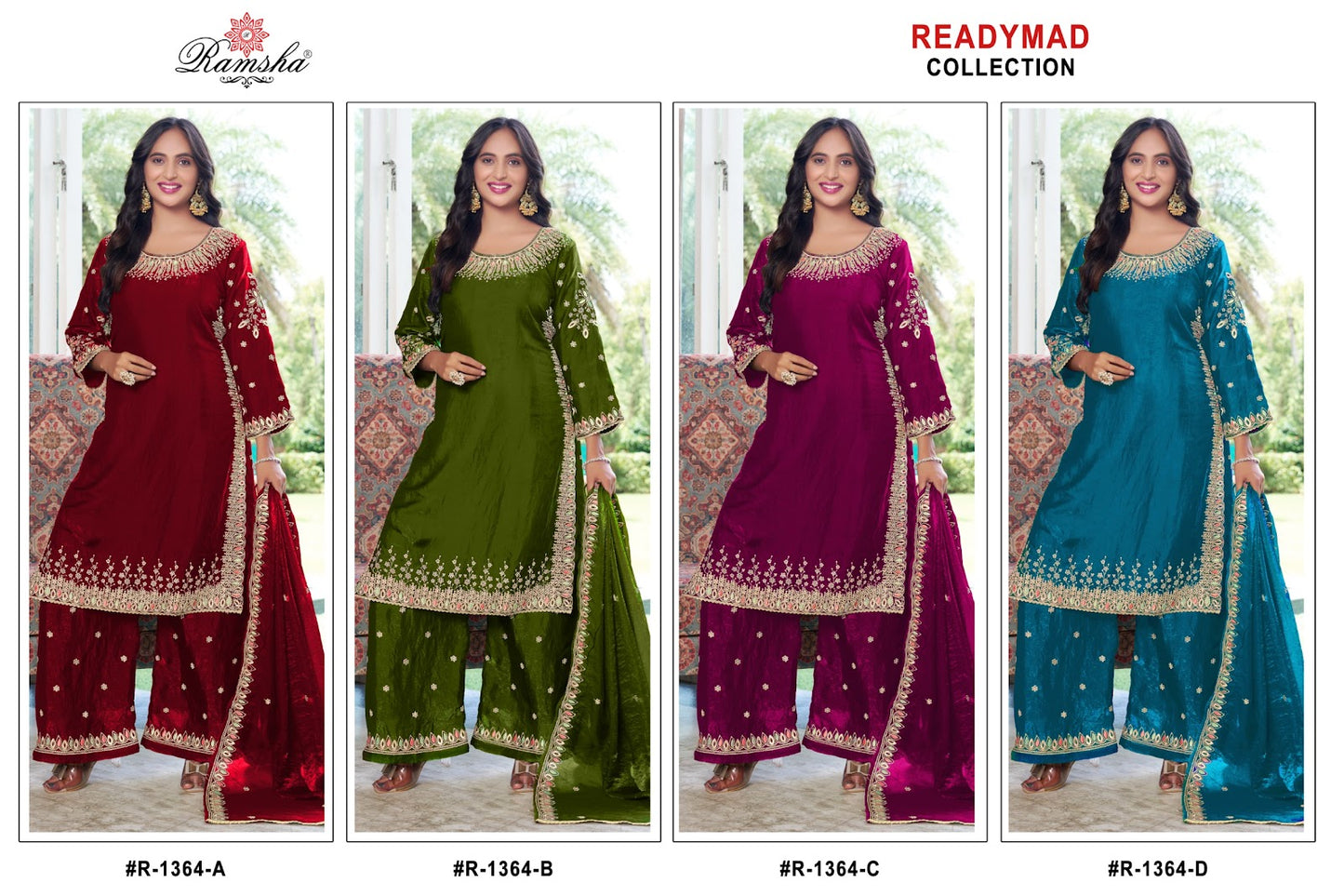 R 1364 Ramsha Pakistani Readymade Suits Supplier India