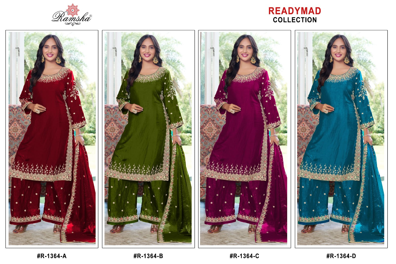 R 1364 Ramsha Pakistani Readymade Suits Supplier India