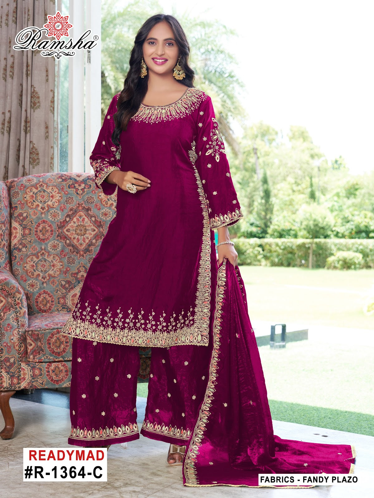R 1364 Ramsha Pakistani Readymade Suits Supplier India