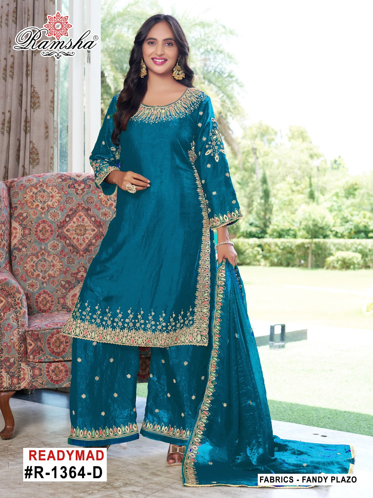 R 1364 Ramsha Pakistani Readymade Suits Supplier India