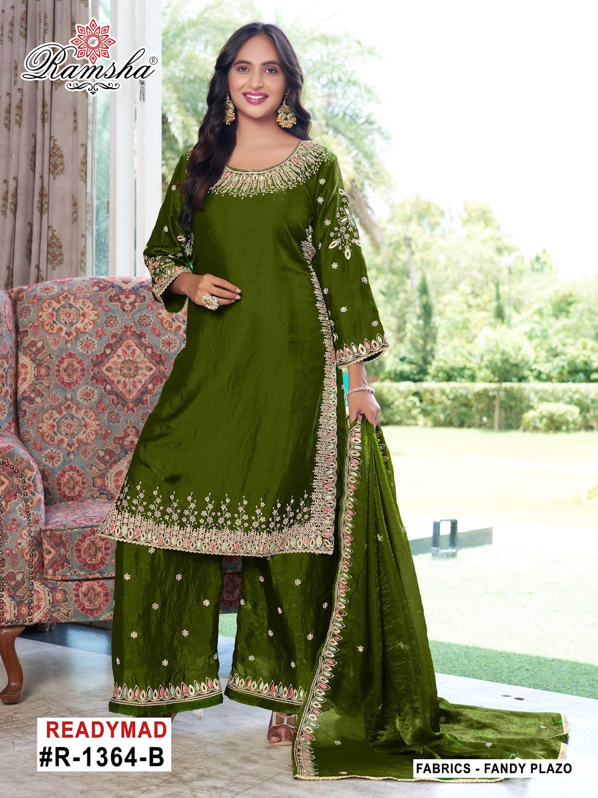R 1364 Ramsha Pakistani Readymade Suits Supplier India