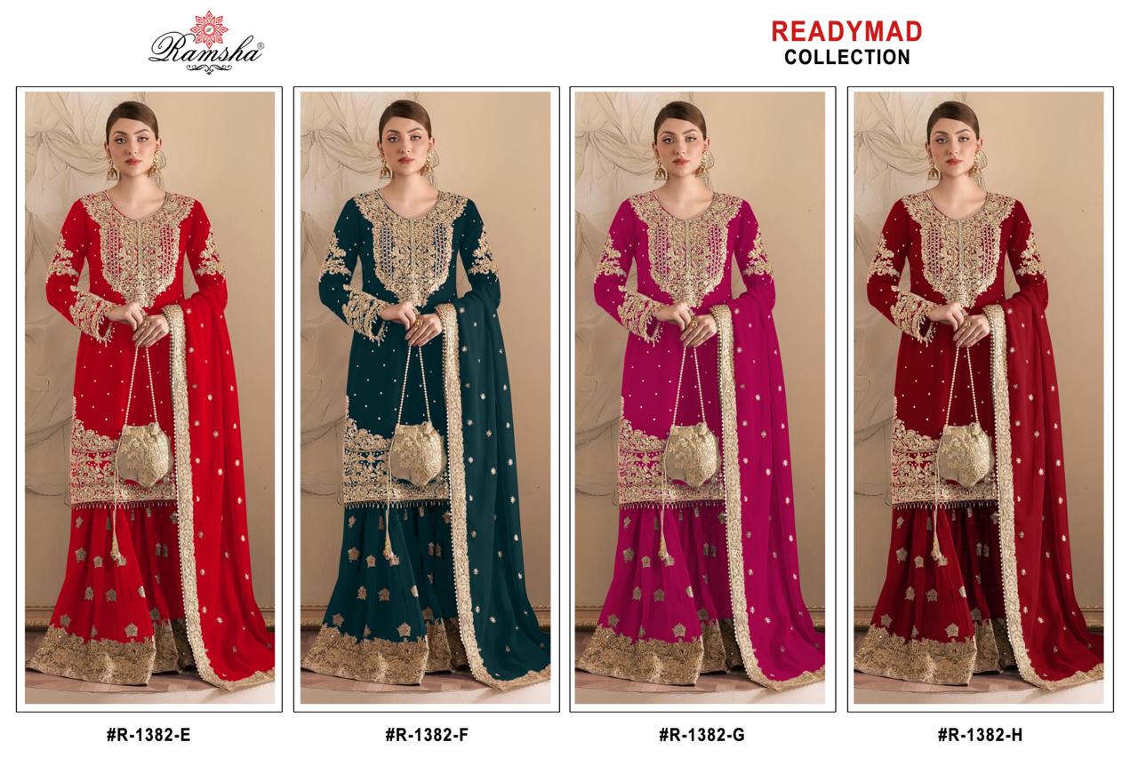 R 1382 Efgh Ramsha Georgette Pakistani Readymade Suits Wholesale