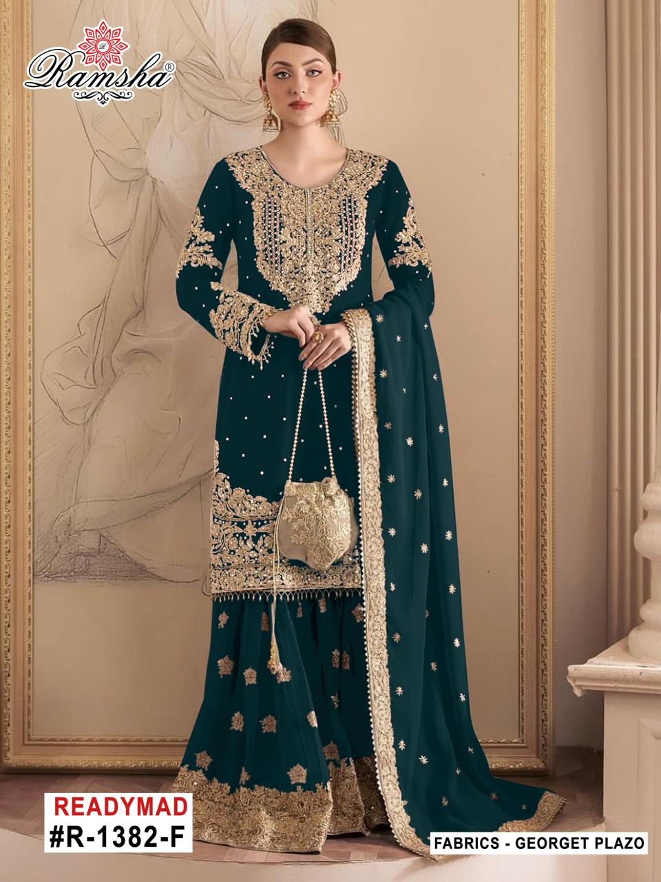 R 1382 Efgh Ramsha Georgette Pakistani Readymade Suits Wholesale