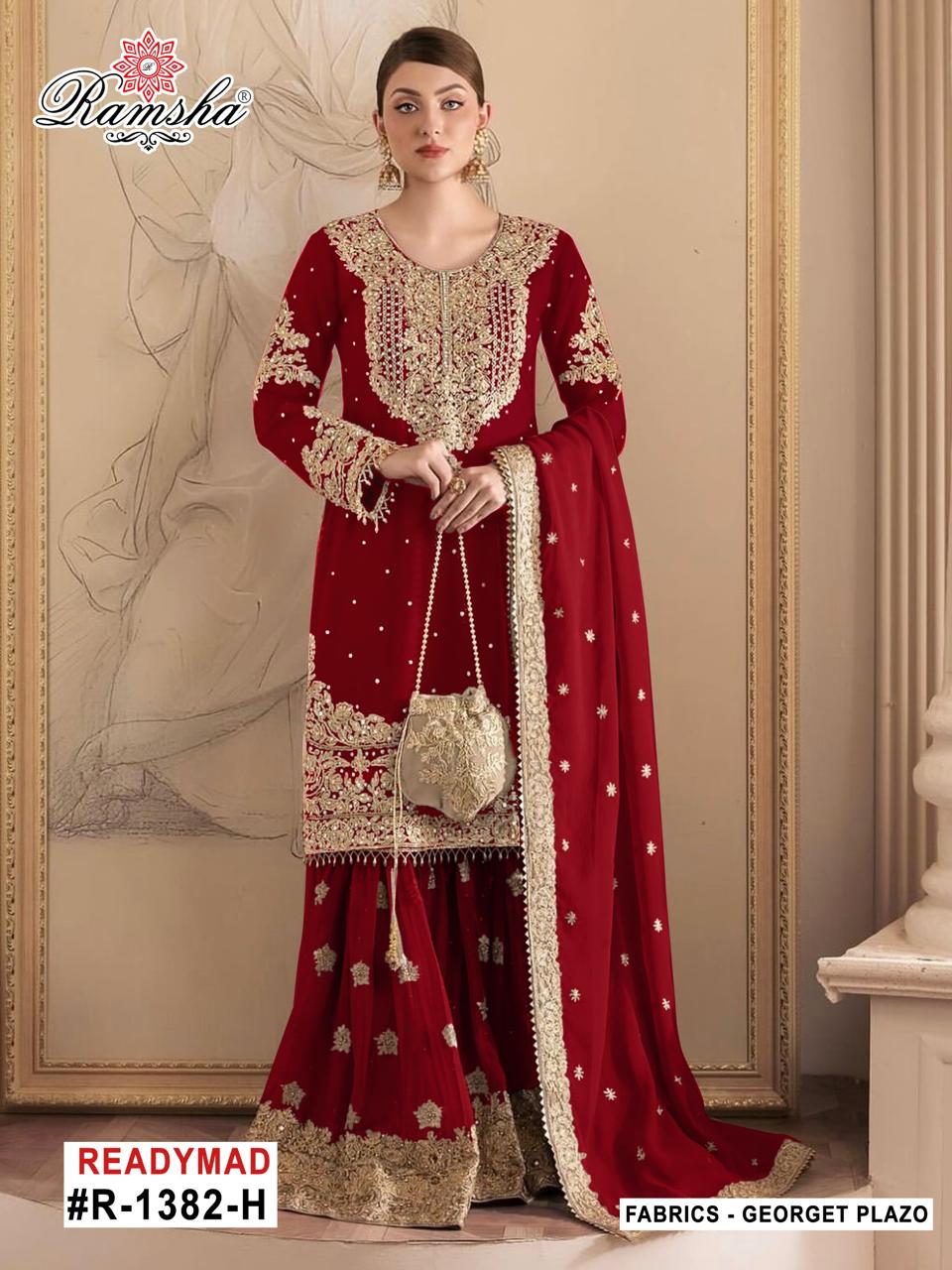 R 1382 Efgh Ramsha Georgette Pakistani Readymade Suits Wholesale