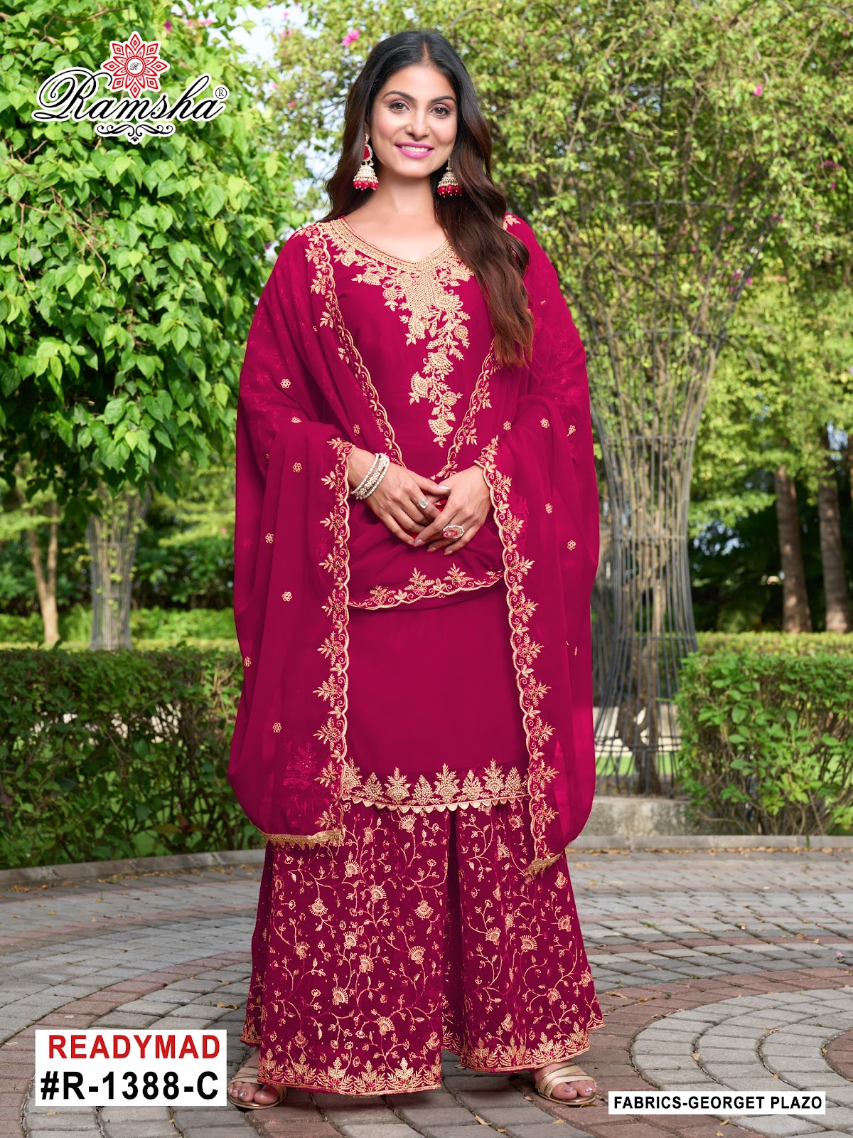 R 1388 Ramsha Georgette Pakistani Readymade Suits Wholesaler Ahmedabad