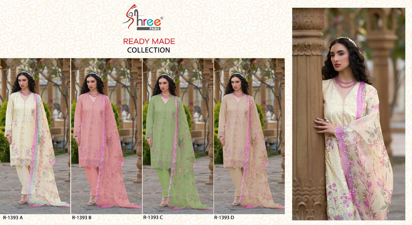 R 1393 Shree Fabs Cotton Lawn Pakistani Readymade Suits Manufacturer Gujarat