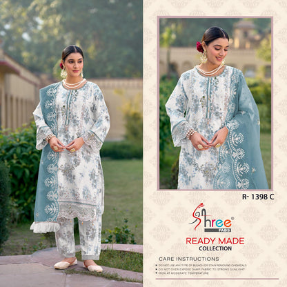 R 1398 Shree Fabs Organza Pakistani Readymade Suits Manufacturer Ahmedabad