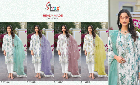 R 1399 Shree Fabs Organza Pakistani Readymade Suits Wholesaler Gujarat