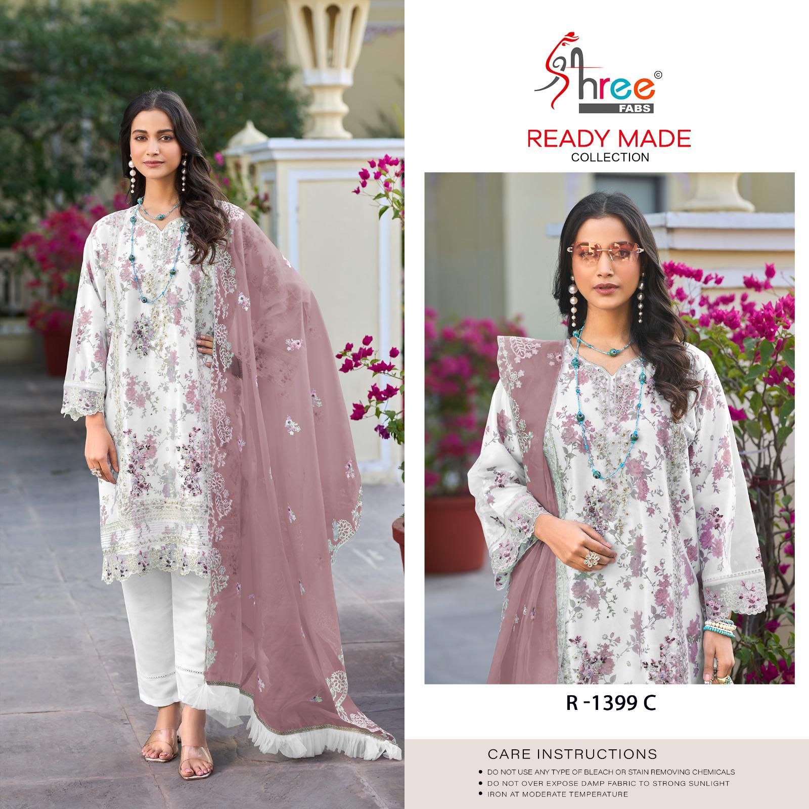 R 1399 Shree Fabs Organza Pakistani Readymade Suits Wholesaler Gujarat