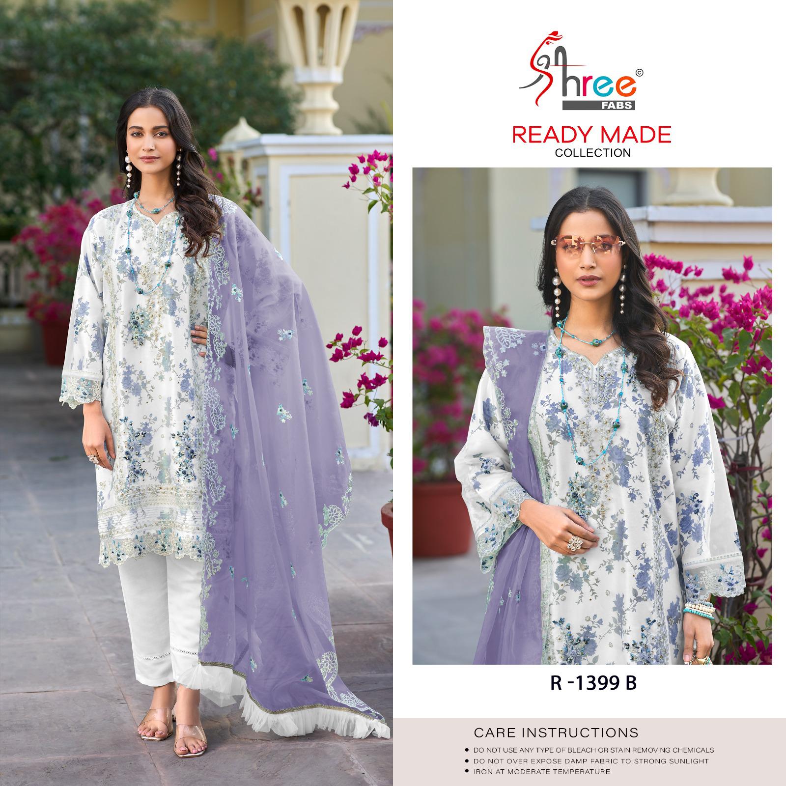 R 1399 Shree Fabs Organza Pakistani Readymade Suits Wholesaler Gujarat