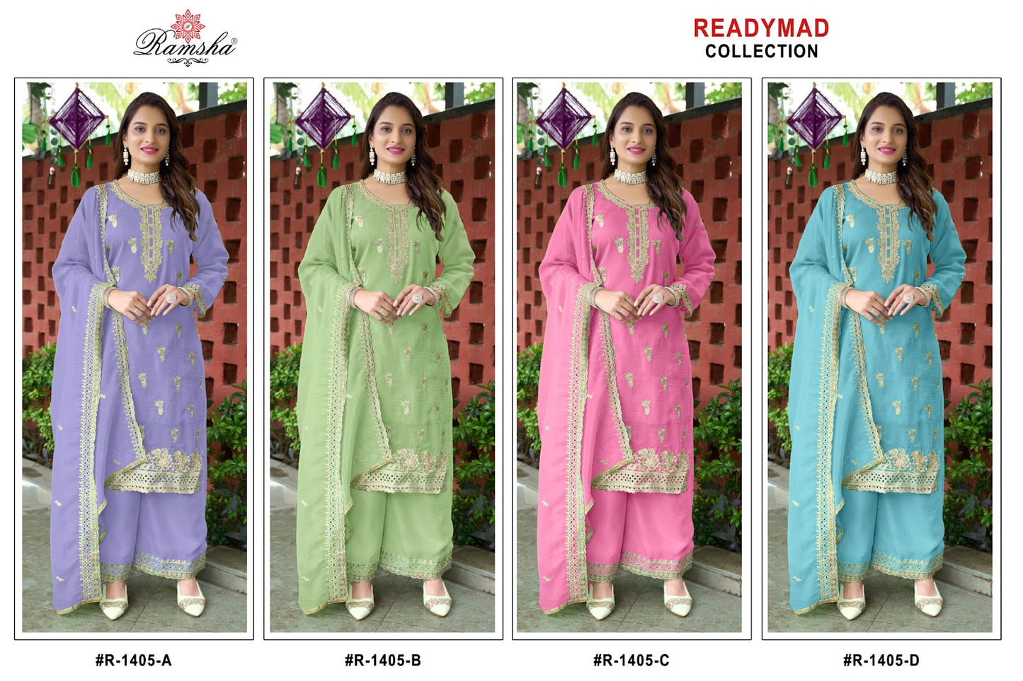 R 1405 Ramsha Pakistani Readymade Suits Supplier India