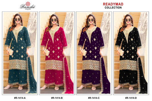 R 1414 Ramsha Georgette Pakistani Readymade Suits Manufacturer Gujarat