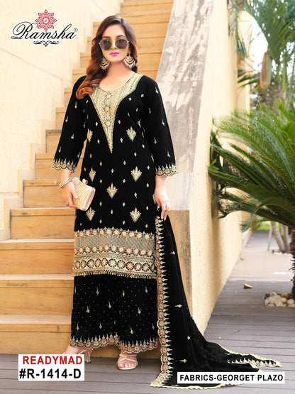 R 1414 Ramsha Georgette Pakistani Readymade Suits Manufacturer Gujarat