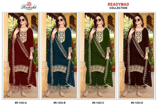 R 1424 Ramsha Georgette Pakistani Readymade Suits Wholesaler