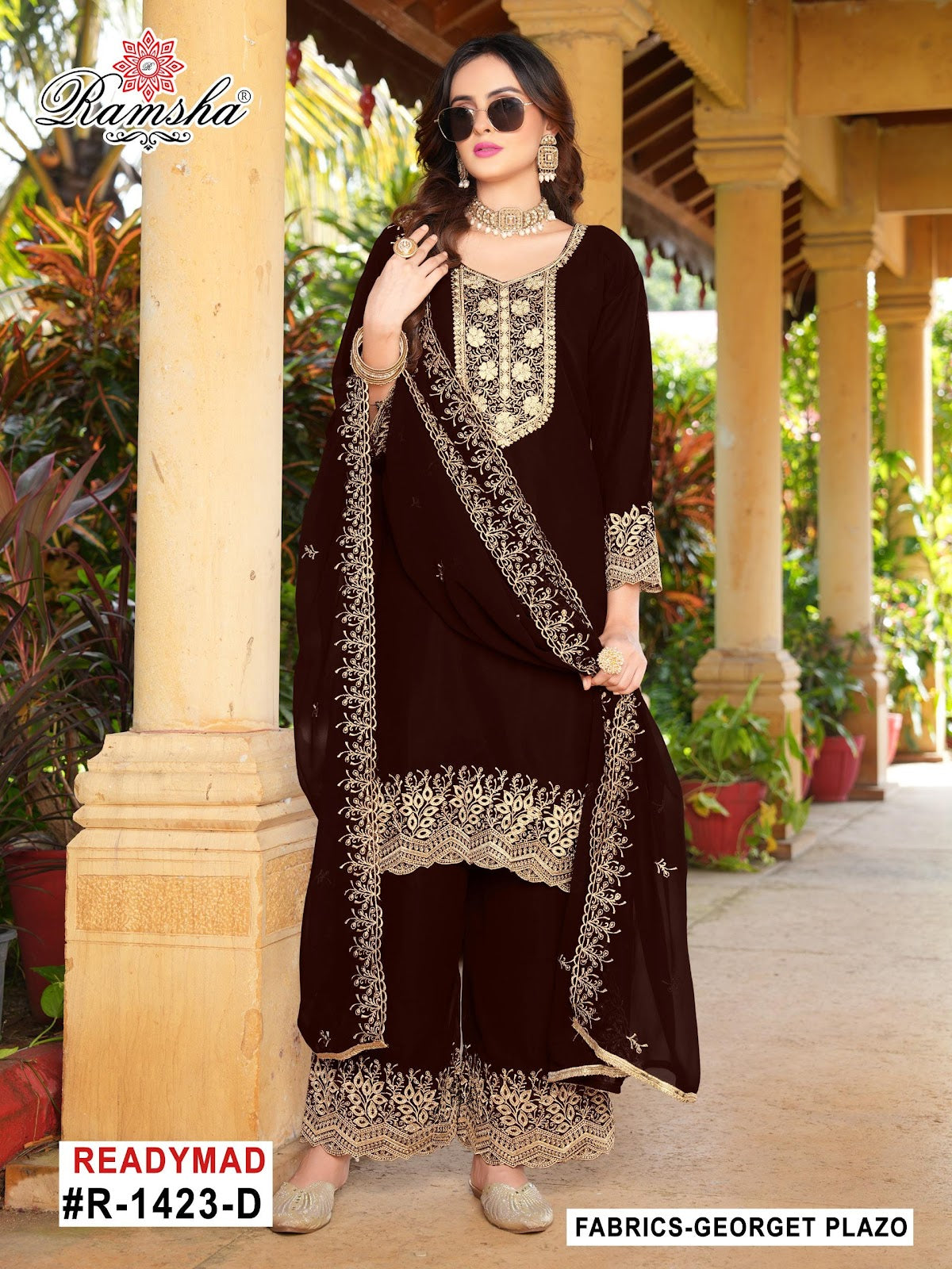 R 1424 Ramsha Georgette Pakistani Readymade Suits Wholesaler