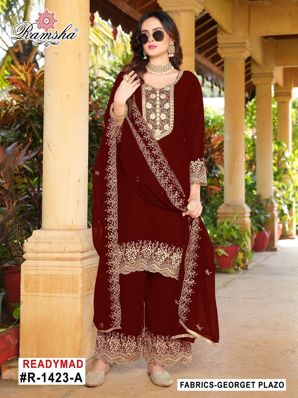 R 1424 Ramsha Georgette Pakistani Readymade Suits Wholesaler